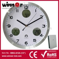 Aluminum LCD Digital Wall Clock, Weather station, Digital clock with radio controlled