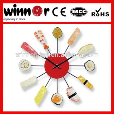 14 inch sushi shaped polyresin kitchen wall clock,quartz clock,Creative wall clock