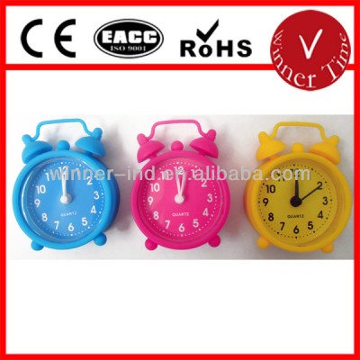 silicon alarm clock with twin bell shape for promotional