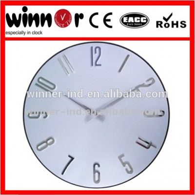 14 inch Glass round wall clock with dome glass & raised numbers