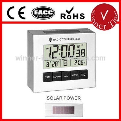 LCD Digital Radio Controlled Alarm Clock with Solar Power