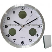 12" Aluminum wall clock with Hygrometer&thermometer indoor and outdoor.