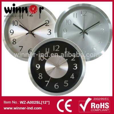 12" embossed round aluminum wall clock, raised digital clock